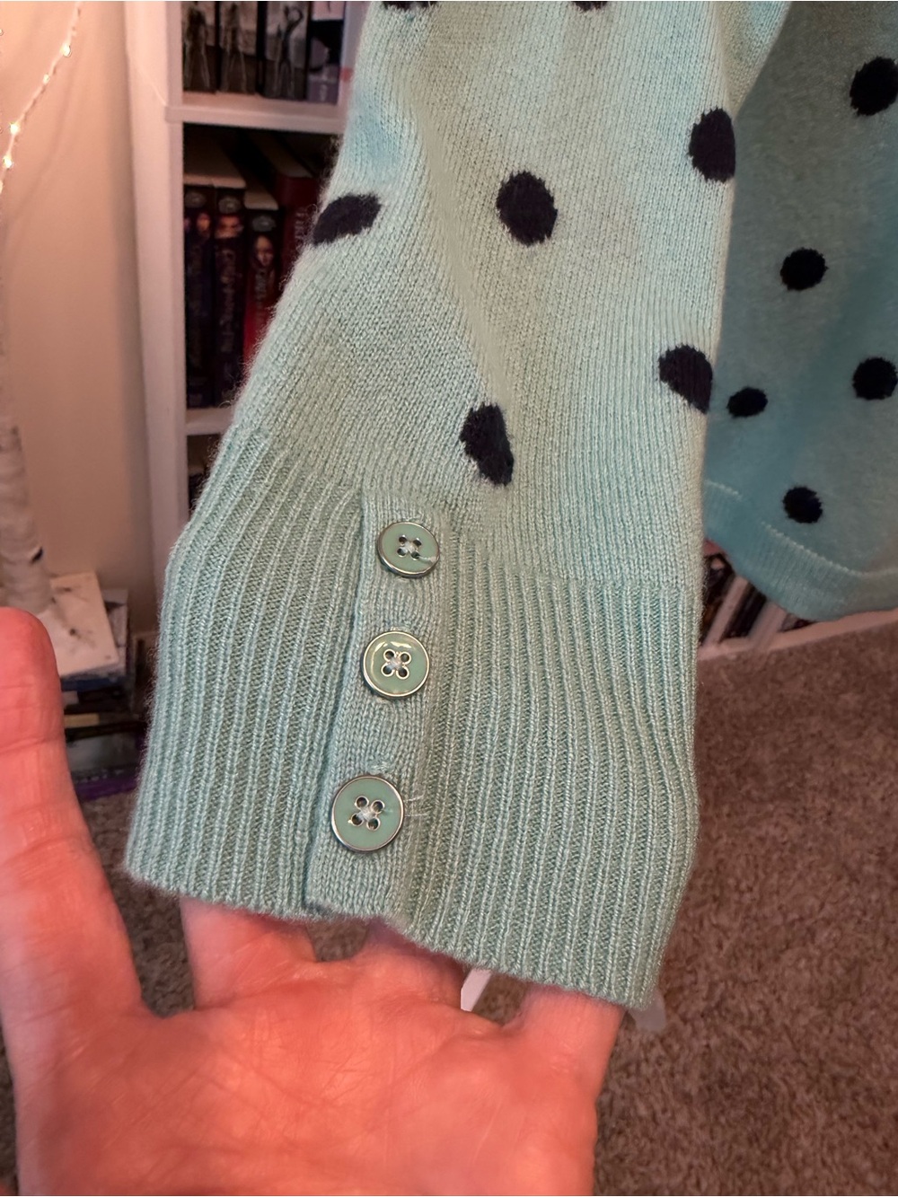 Talbots Tiffany Blue Cashmere Women’s Polka Dot Lightweight Sweater - Picture 6 of 15